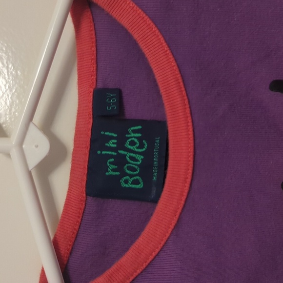 Mini Boden Purple long-sleeve tee w/ lady bug, green sleeve w/ polka dots Sz 5-6 - Picture 2 of 6